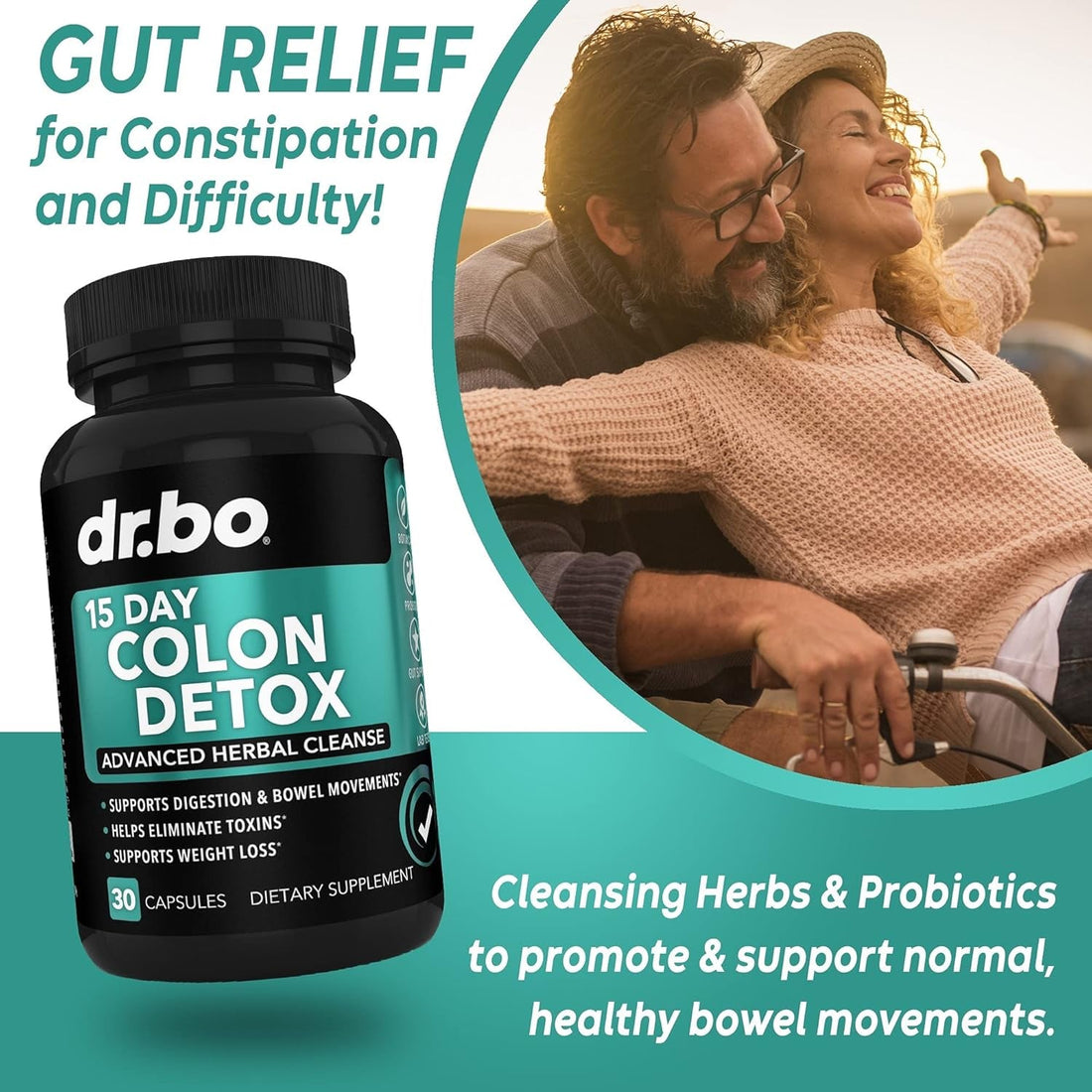 DR. BO 15 Day Colon Detox Advanced Herbal Cleanse 30 Capsules | Natural Cleanse for Constipation, Bloating & Weight Support