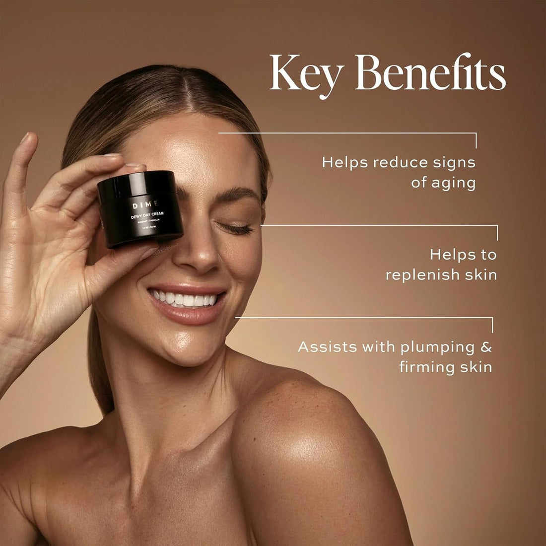 DIME Dewy Day Cream - 50ml | Lightweight, Vegan Daily Moisturiser for Hydration, Firmness & Radiance