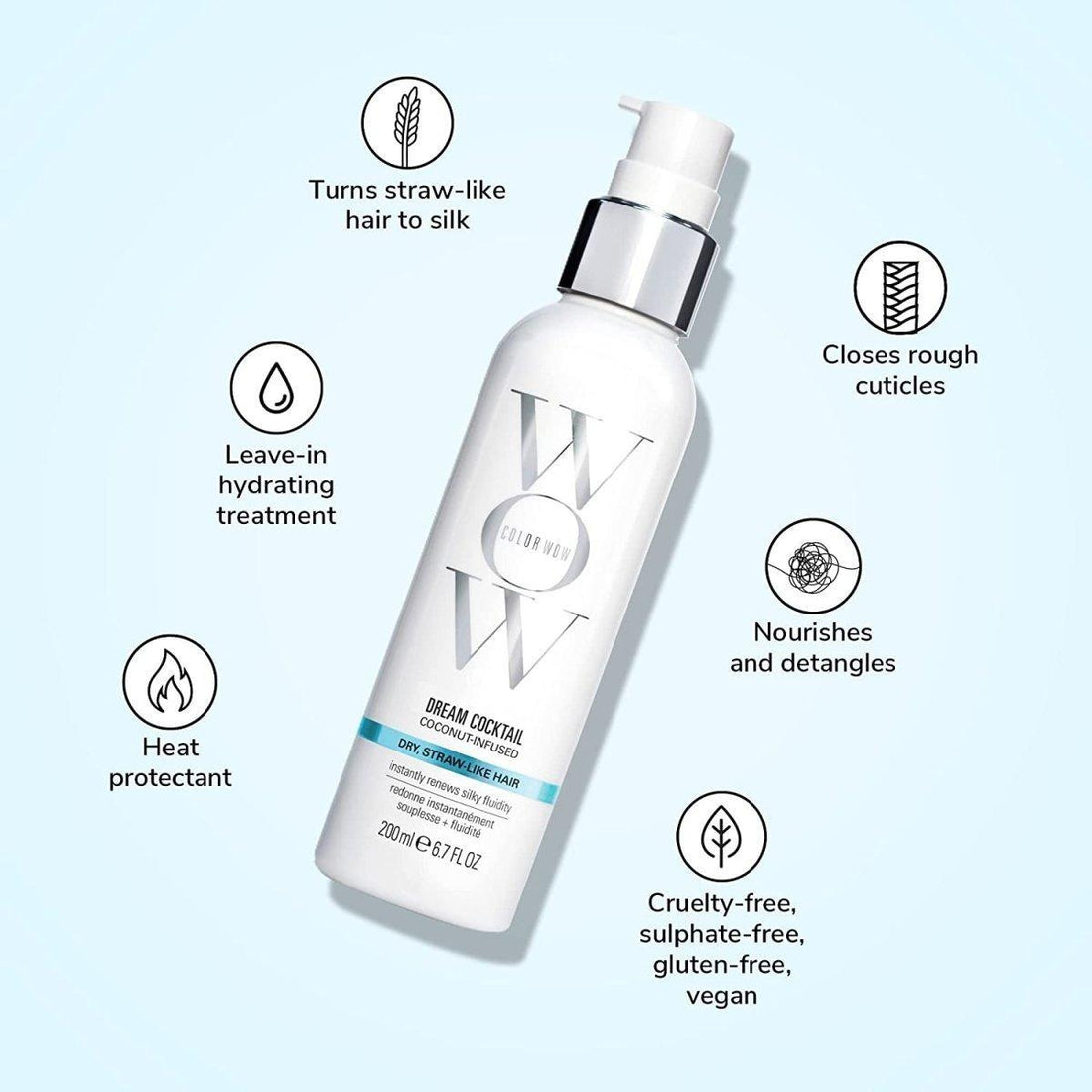 Color Wow Dream Cocktail Coconut-Infused | Heat-Activated Hydrating Leave-In Treatment