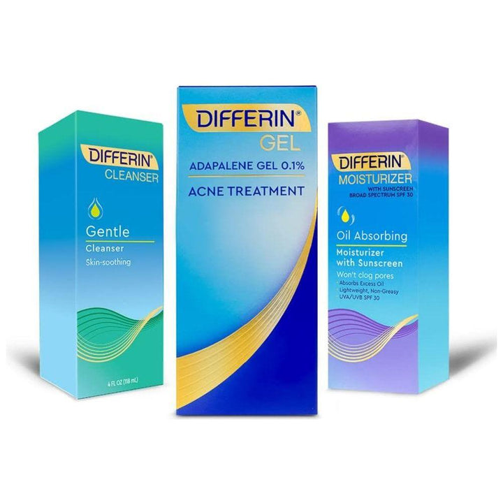 Differin Acne Skin Care Set 3-Step Regimen Clearer Skin in Weeks The Ultimate Acne-Fighting Trio