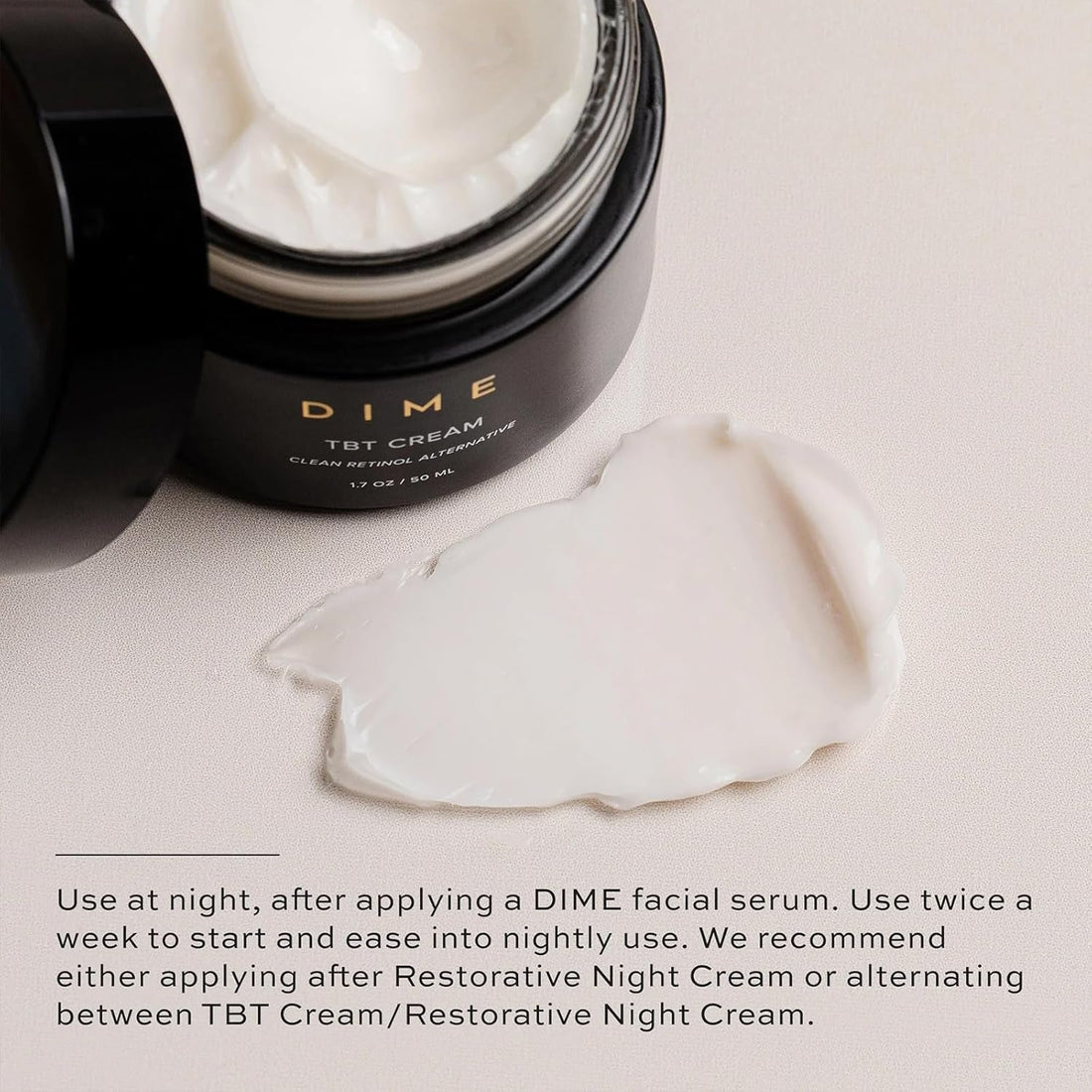 DIME TBT Cream - 50ml | Retinol Alternative Night Moisturizer for Firming & Anti-Aging