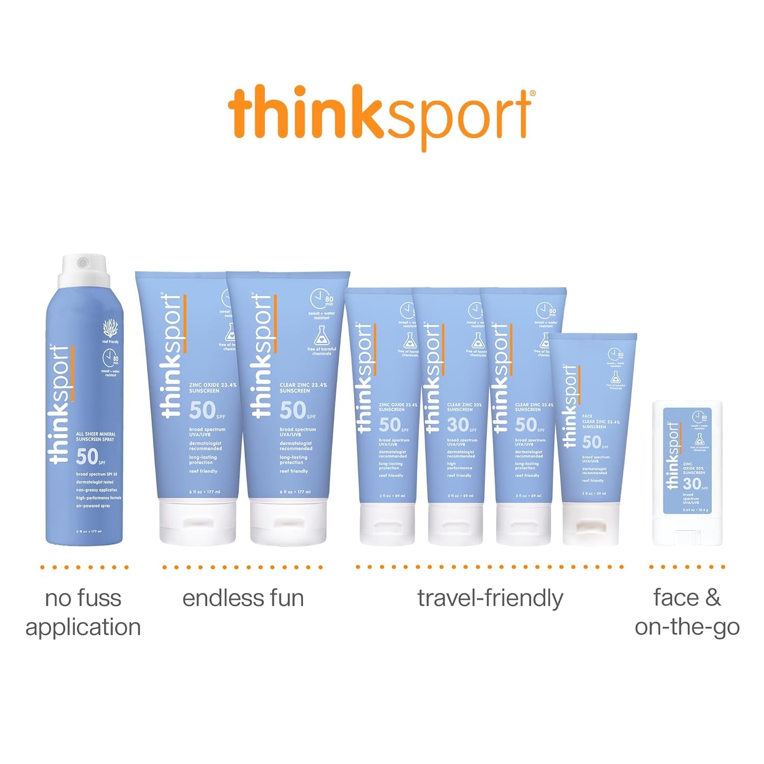 Thinksport Zinc Oxide Sunscreen SPF 50 177ml | Broad Spectrum, Reef-Safe Mineral Protection for Active Lifestyles