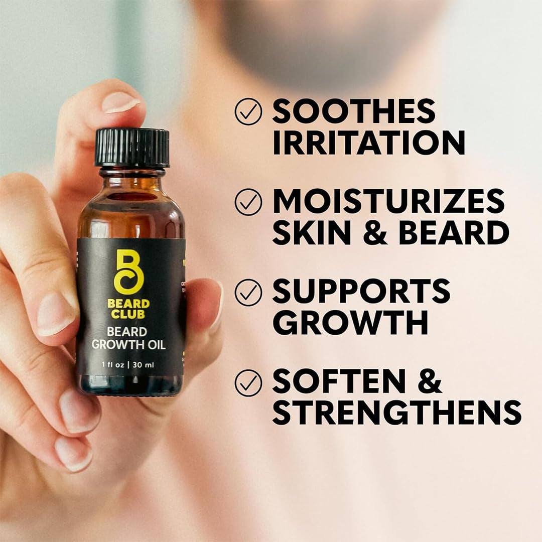 The Beard Club Beard Growth Kit – Complete Beard Care Gift Set | Derma Roller, Growth Oil, Balm & Wooden Comb