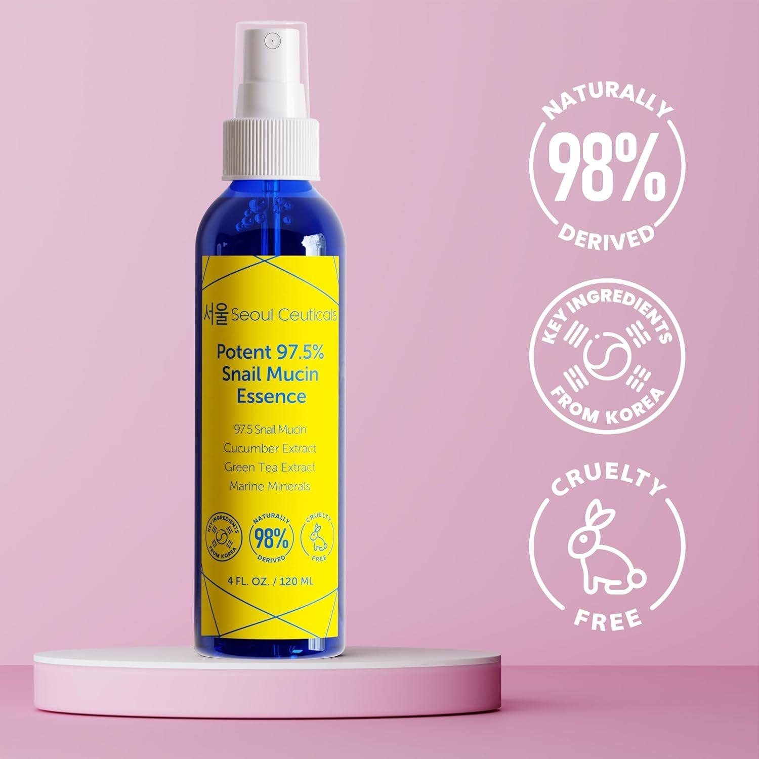 SeoulCeuticals Potent 97.5% Snail Mucin Essence 120ml | Hydrating & Anti-Aging K-Beauty Mist