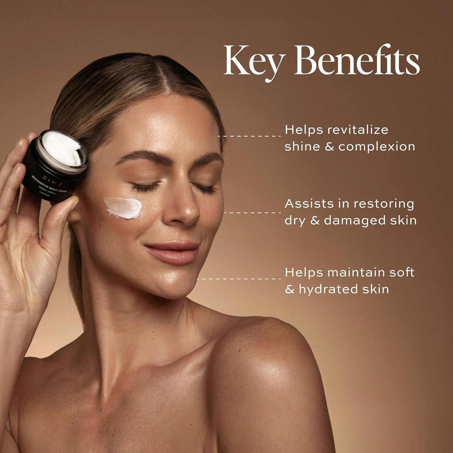 DIME Restorative Night Cream - 50ml | Hydrating, Peptide-Powered Overnight Moisturiser for Youthful Skin