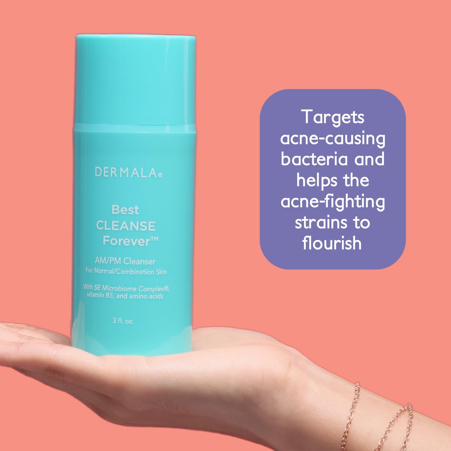Dermala Best Cleanse Forever AM/PM Cleanser – 89ml | Microbiome-Balancing Daily Face Wash for Acne-Prone Skin