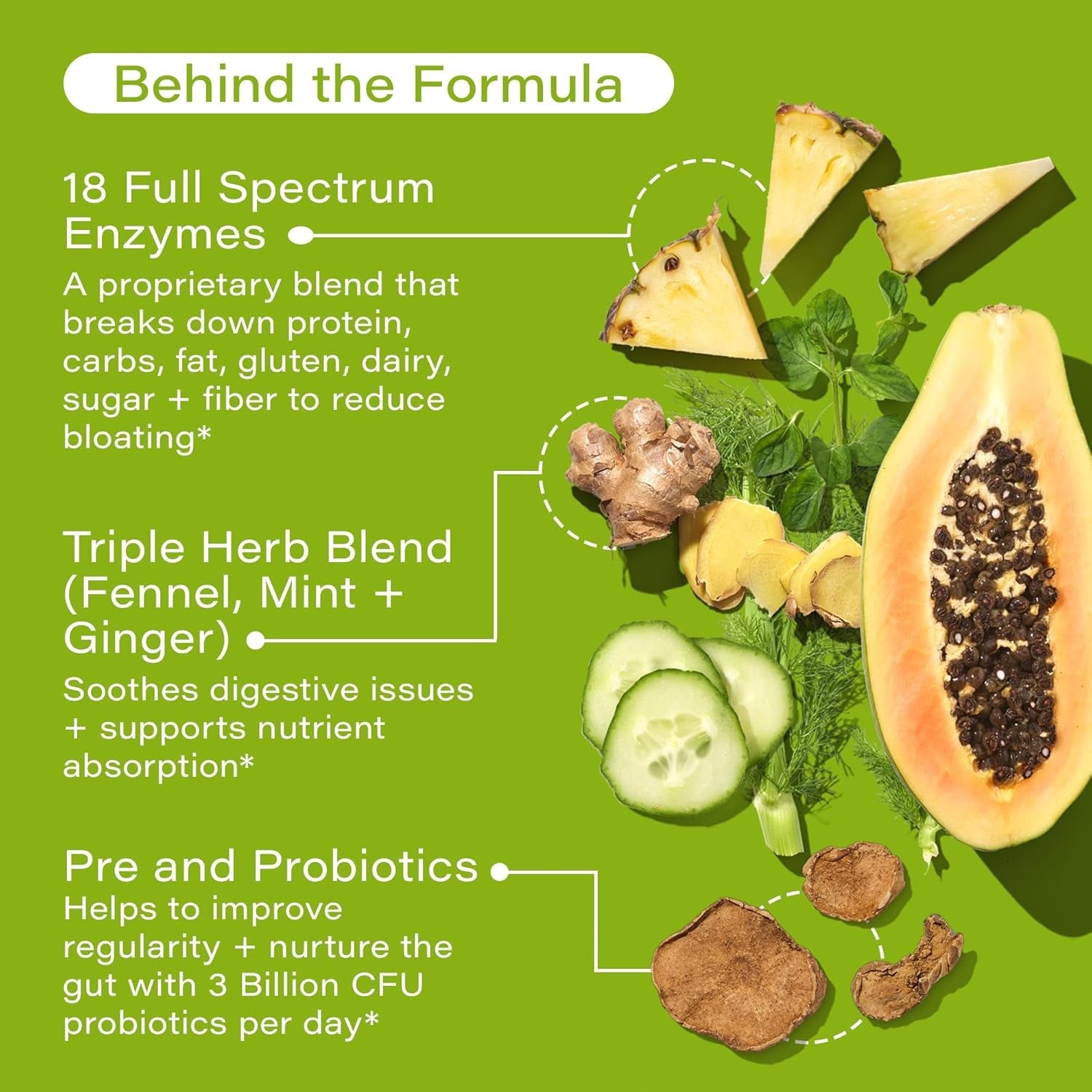 HUM Flatter Me Digestive Enzymes 60 Capsules | Fast-Acting Bloating Relief & Gut Support