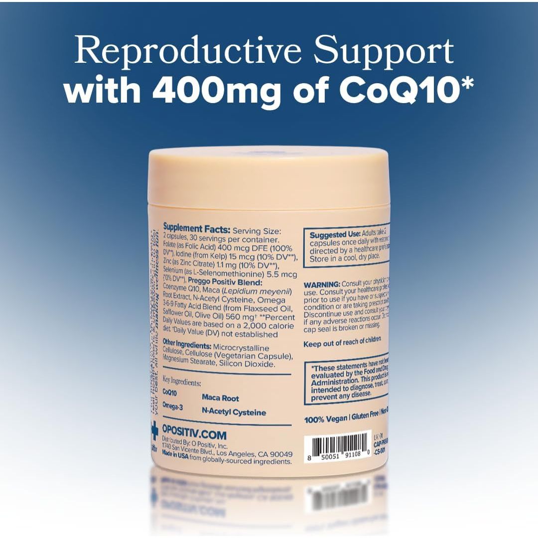 O Positiv Preggo Conception Support& 60 Capsules The OBGYN-Formulated Fertility Boost for Women Preparing for Pregnancy
