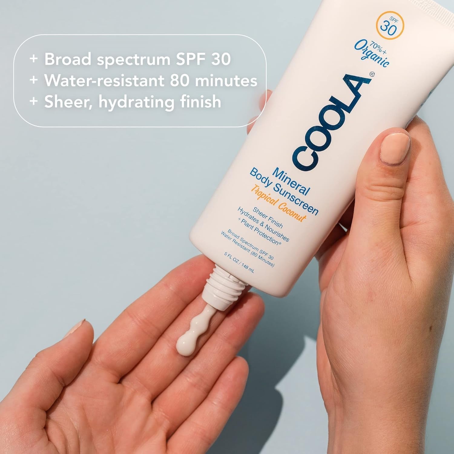 COOLA Mineral Sunscreen SPF 30 148ml Tropical Coconut | Reef-Friendly, Sheer Zinc-Based Protection