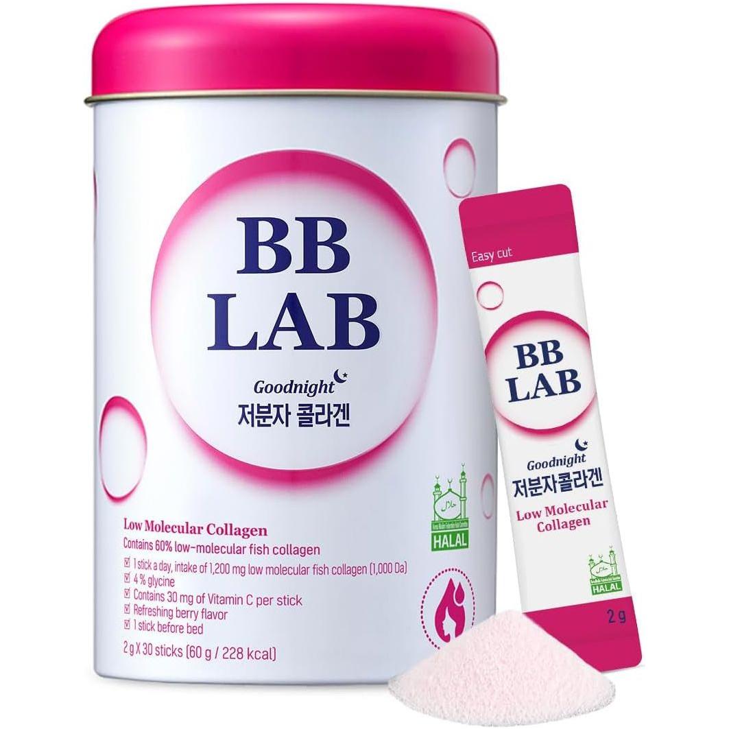 BB LAB Goodnight Low Molecular Collagen - 30 Sticks | Nighttime Skin Renewal with Halal-Certified Collagen