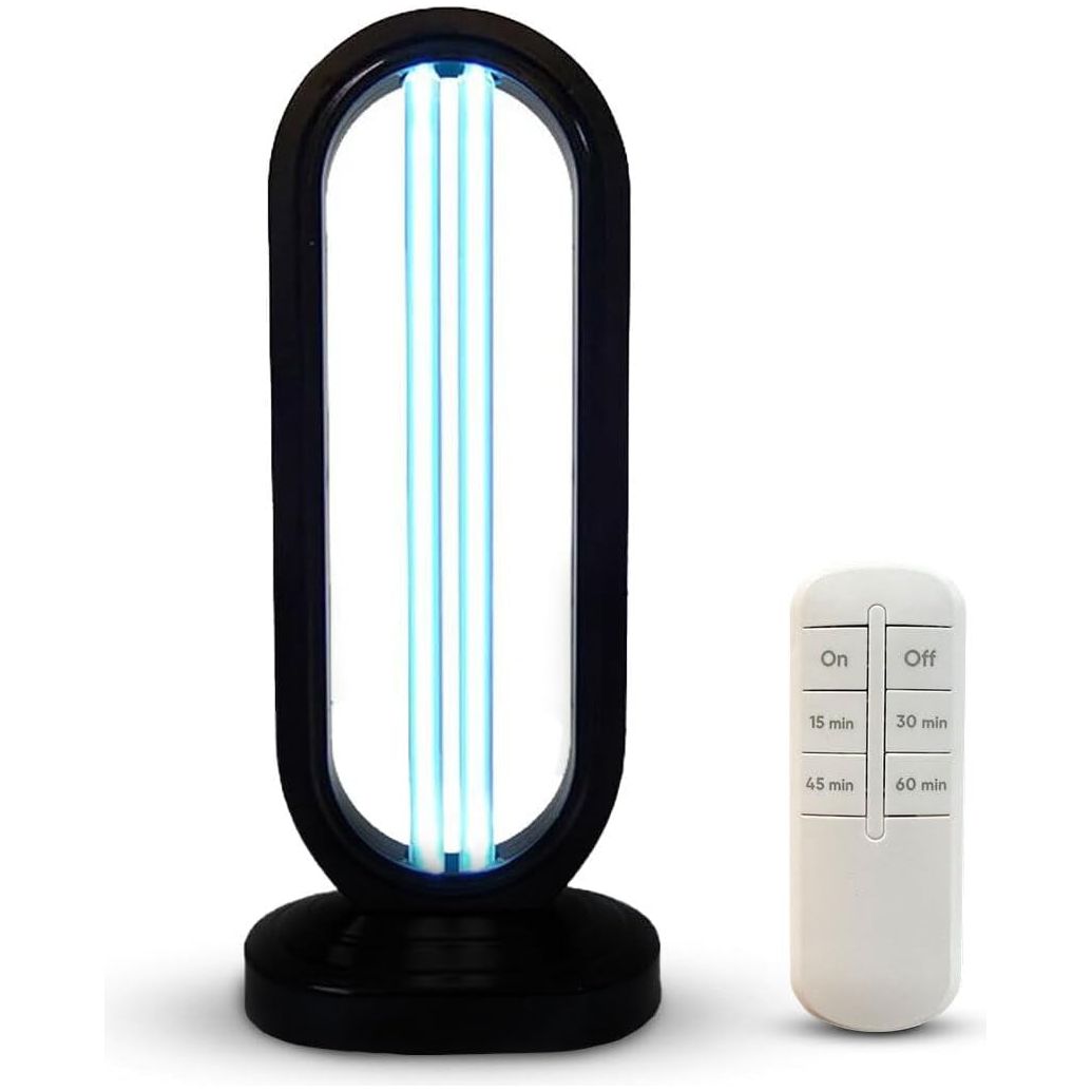 Swissklip +Swissker HaloUV Sanitizer | 360° UV Light Air & Surface Cleaner for Home & Office – Chemical-Free, Remote Controlled, 4 Timers