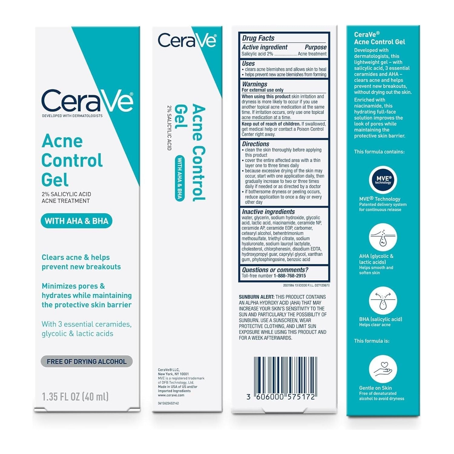 CeraVe Acne Control Gel | AHA/BHA Exfoliant for Clear, Smooth Skin
