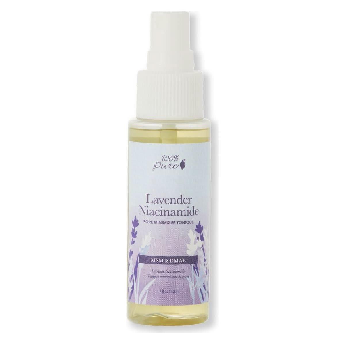 100% PURE Lavender Niacinamide Pore Minimizer Tonique - 118ml | Pore-Tightening, Hydrating &amp; Brightening Toner