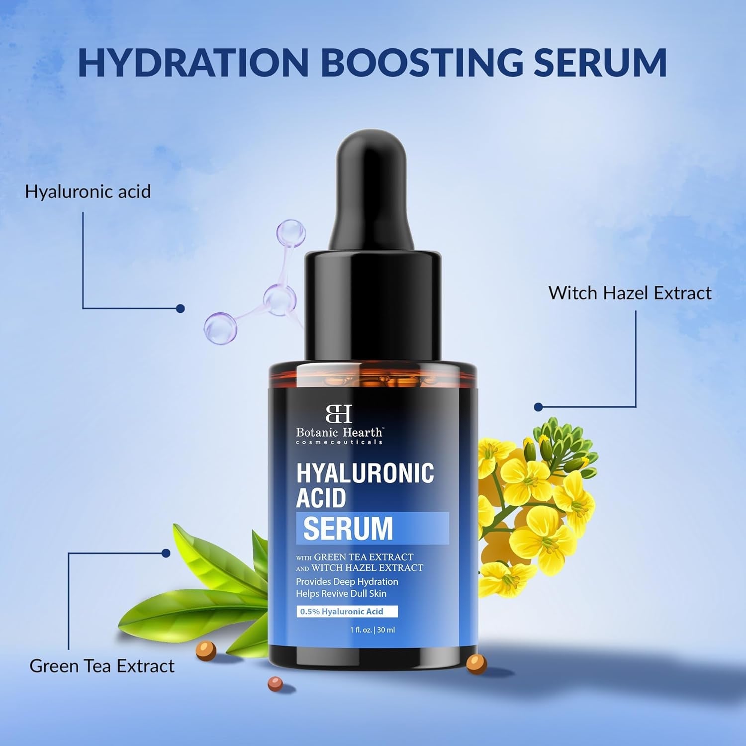 Botanic Hearth Hyaluronic Acid Serum ¨C 30ml | Deep Hydration & Plumping for Smooth, Youthful Skin