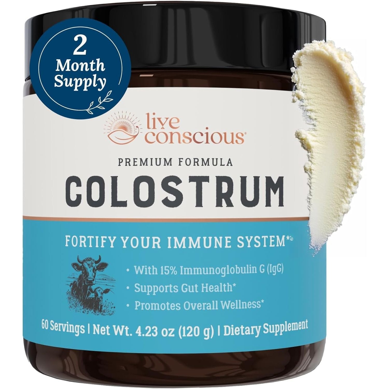 Live Conscious Colostrum Powder 120g | Immune & Gut Health Support | 60 Servings