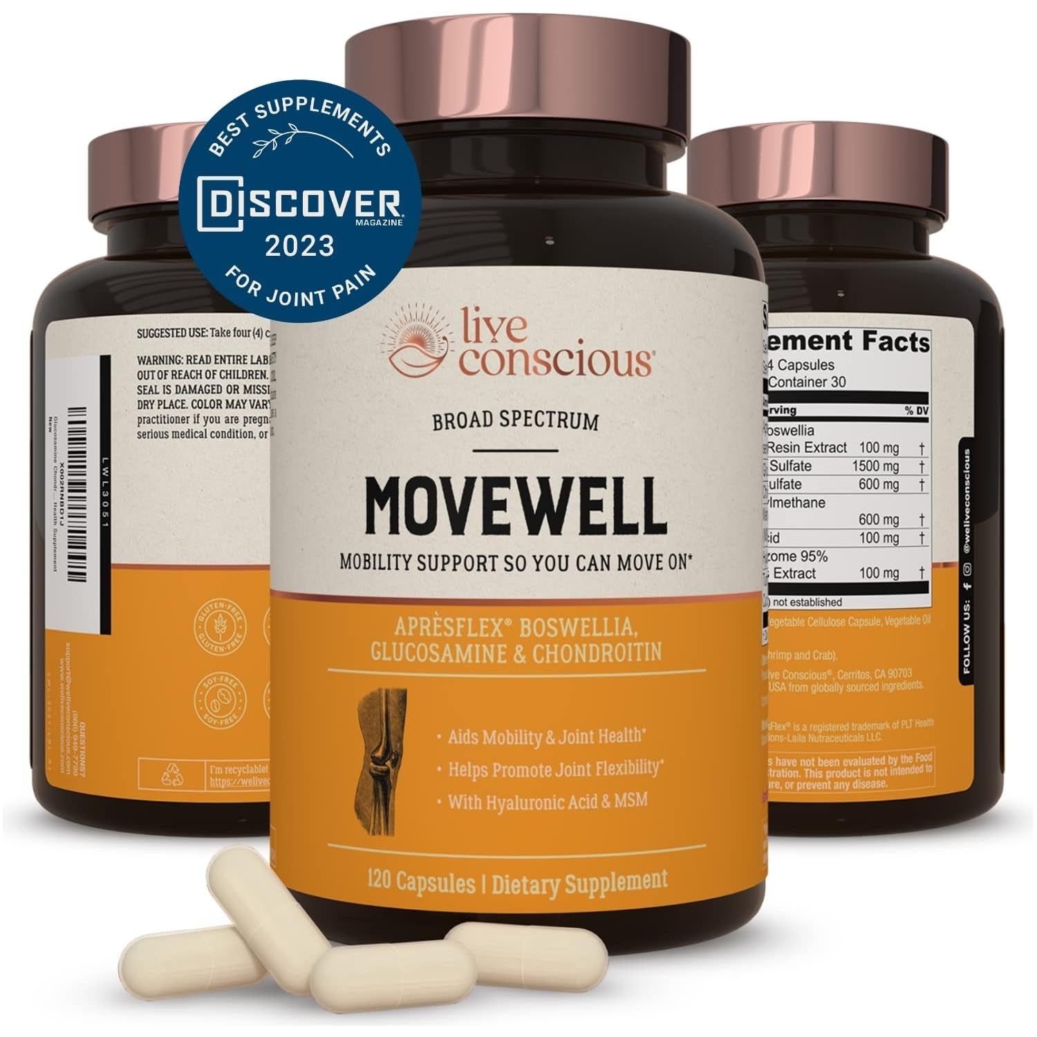 Live Conscious MoveWell 120 Capsules | Joint Mobility, Flexibility & Comfort Support
