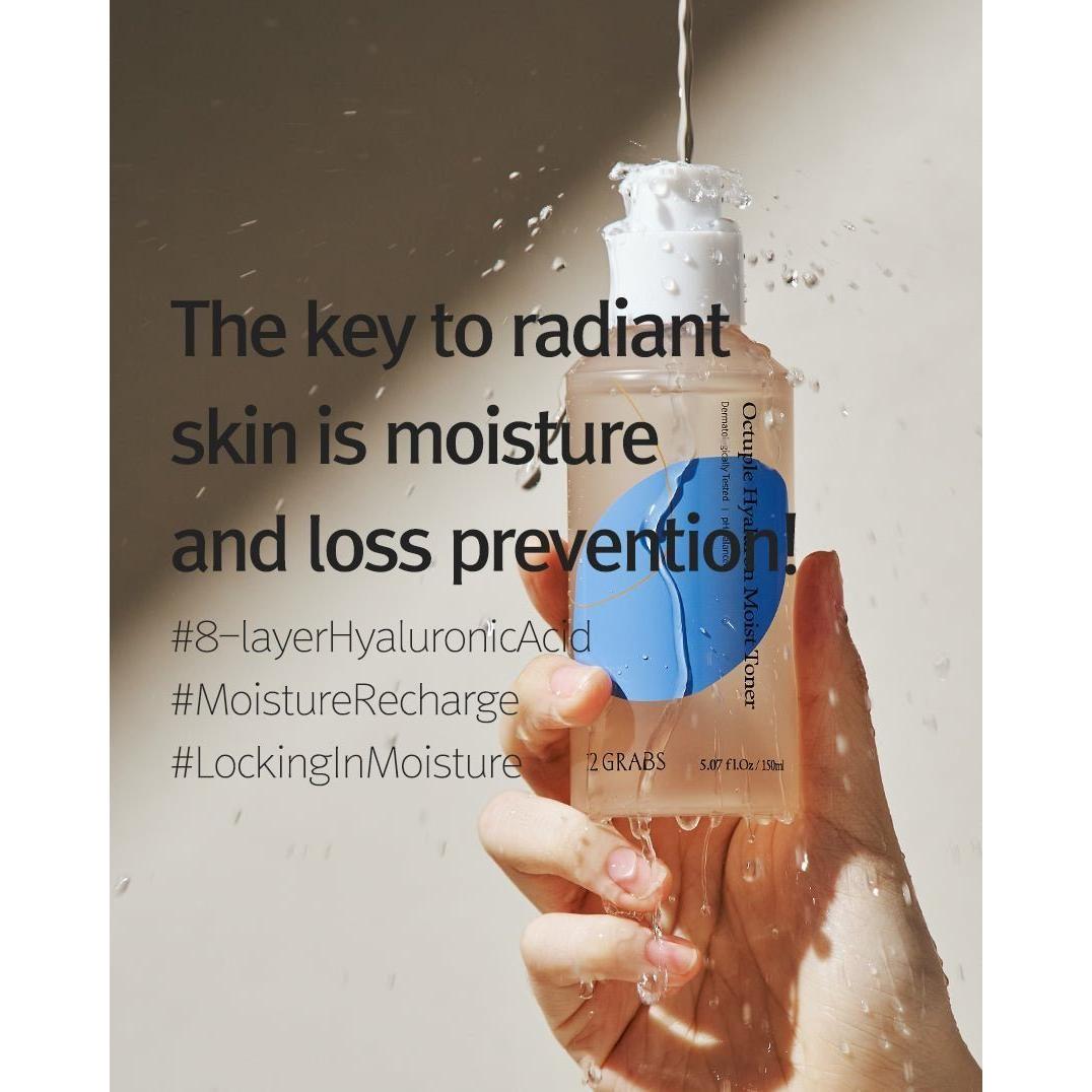 12GRABS Octuple Hyaluron Moist Toner - 150ml | Intense Hydration & Skin Barrier Support