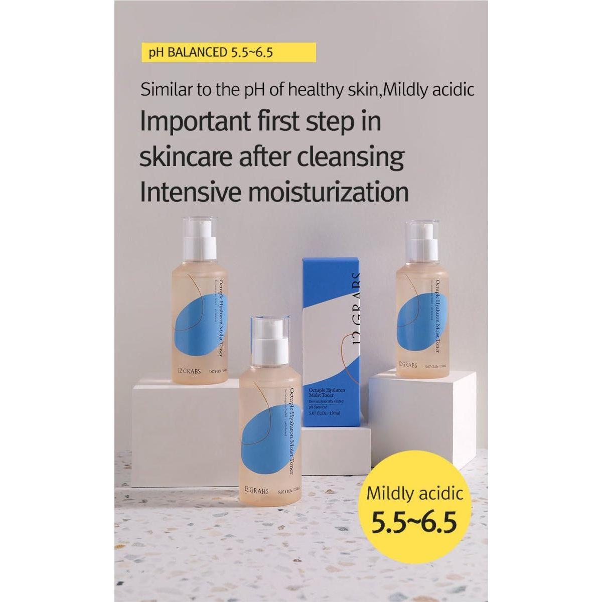 12GRABS Octuple Hyaluron Moist Toner - 150ml | Intense Hydration & Skin Barrier Support
