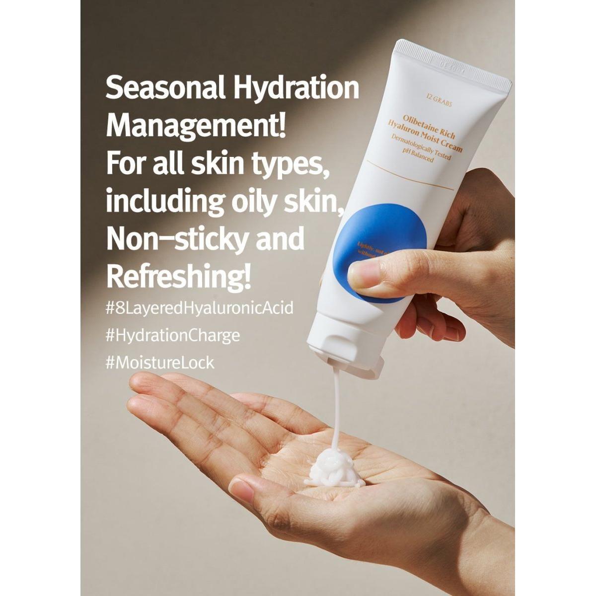 12GRABS Olibetaine Rich Hyaluron Moist Cream - 70ml | Deep Hydration & Dual-Action Care