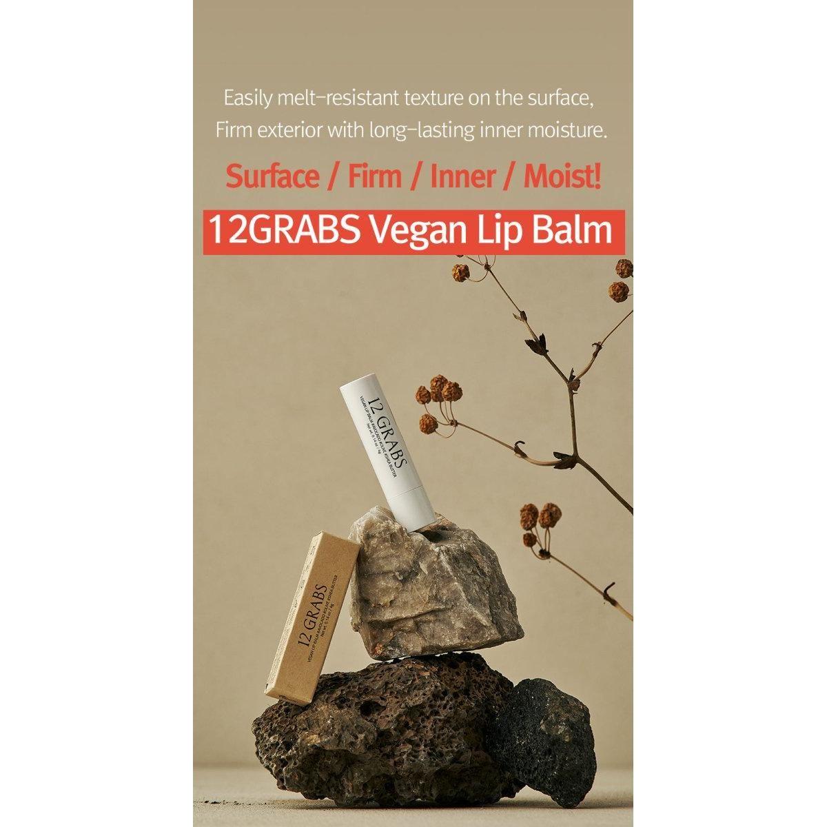 12GRABS Vegan Lip Balm - 4g | Hydrating, Smoothing & Wrinkle-Reducing Lip Care