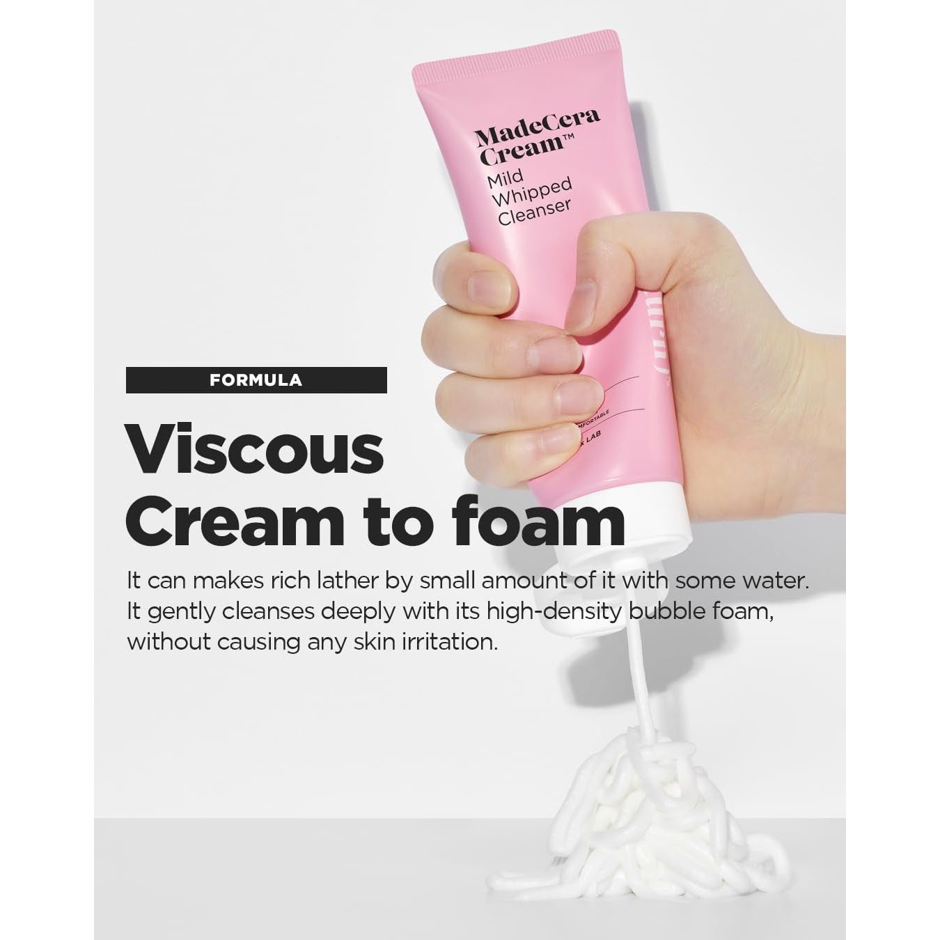 BEISIKS SKINRxLAB MadeCera Cream Mild Whipped Cleanser 100ml | Hydrating, Pore-Tightening Daily Face Wash