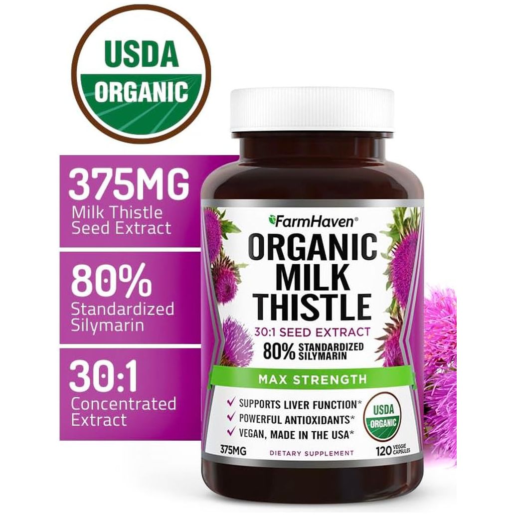 FarmHaven Organic Milk Thistle – 120 Capsules | 11,250mg Equivalent for Liver, Skin & Immune Support