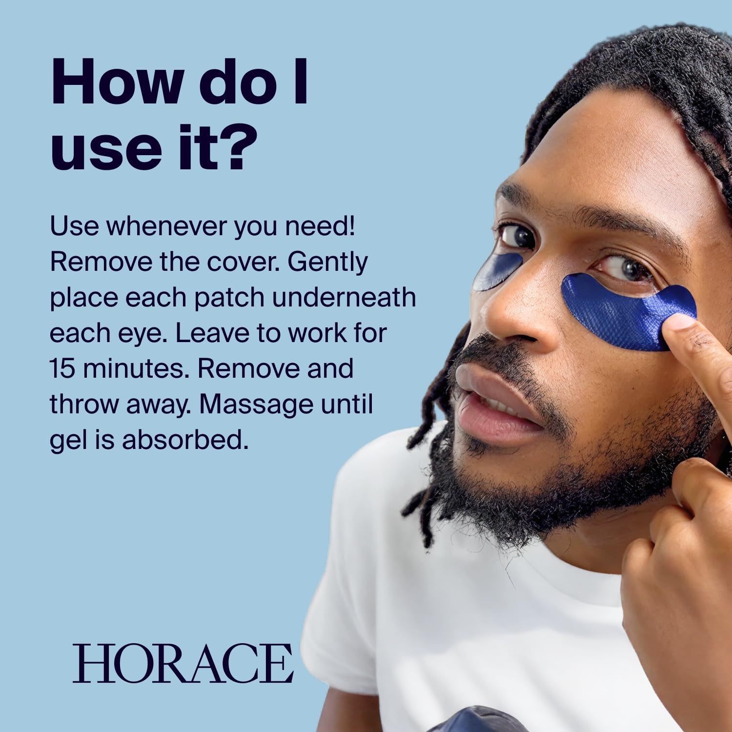 HORACE Anti-Fatigue Under Eye Patches 5 Pairs | Depuffing, Hydrating & Brightening Gel Masks for Tired Eyes