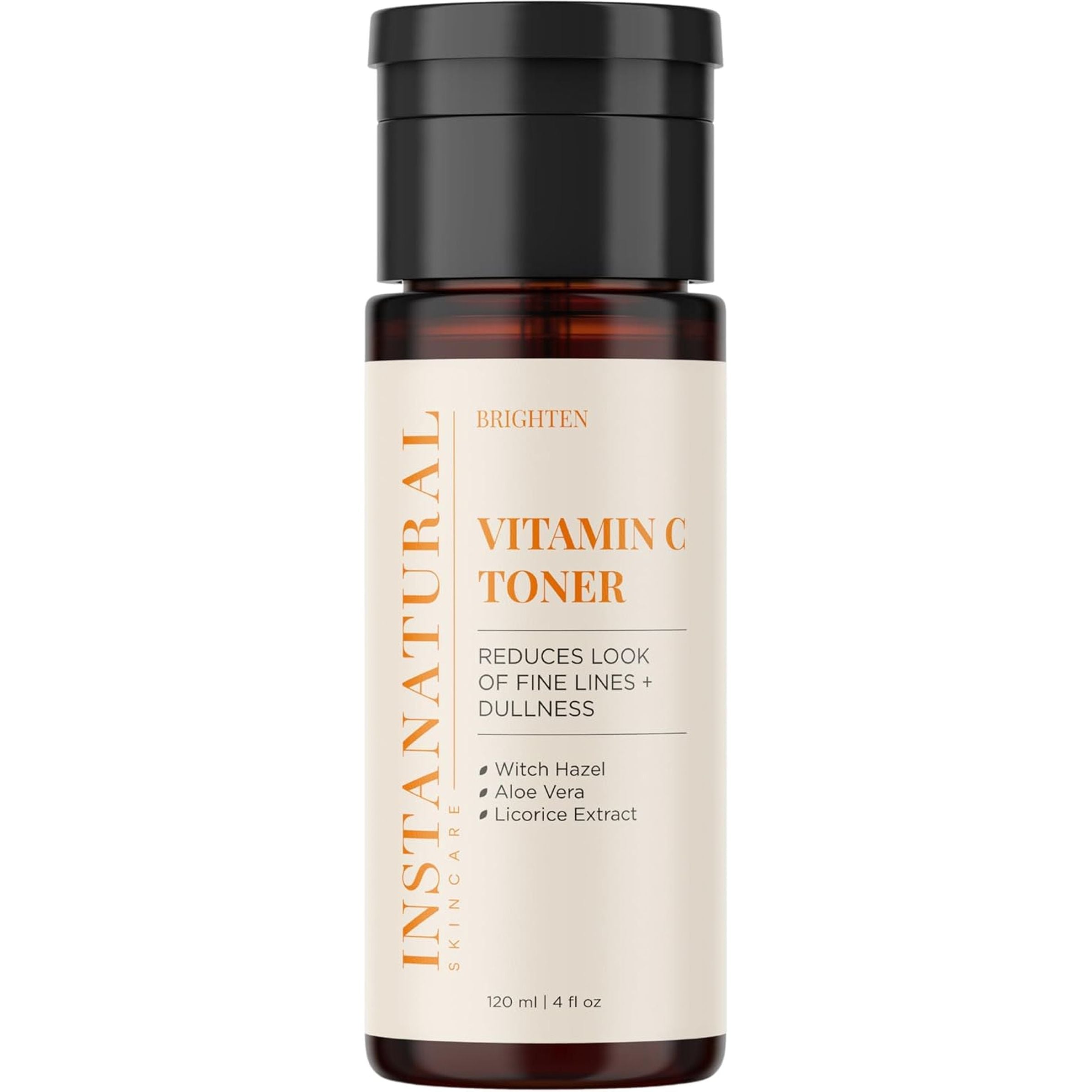 InstaNatural Vitamin C Toner 120 ml | Brightening, Hydrating & Pore-Refining Alcohol-Free Facial Toner