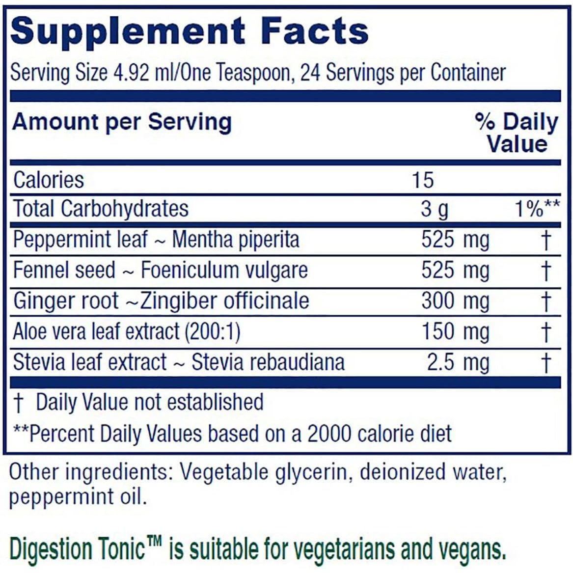 Vitanica Digestion Tonic 120ml | Natural Liquid Support for Gas, Bloating & Indigestion Relief