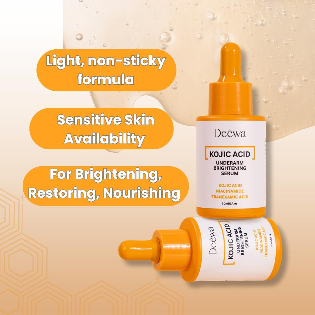 Deewa Kojic Acid Underarm Brightening Serum - 30ml | Fade Dark Spots on Underarms, Knees & Elbows