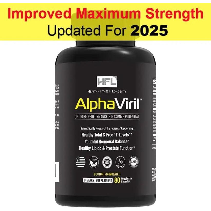 AlphaViril by Dr. Sam Robbins 80 Capsules | Natural Testosterone Booster for Energy, Libido & Muscle Strength