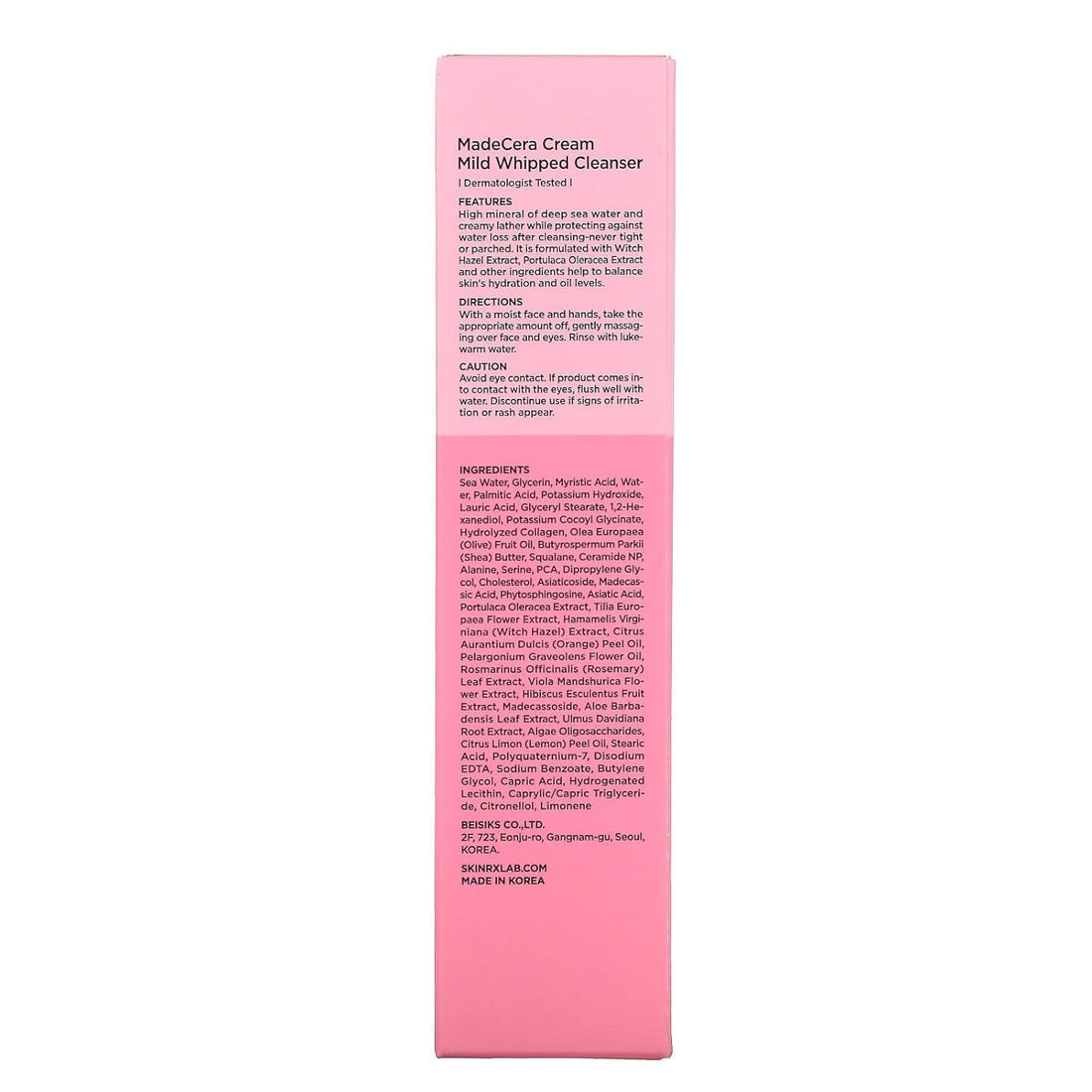 BEISIKS SKINRxLAB MadeCera Cream Mild Whipped Cleanser 100ml | Hydrating, Pore-Tightening Daily Face Wash