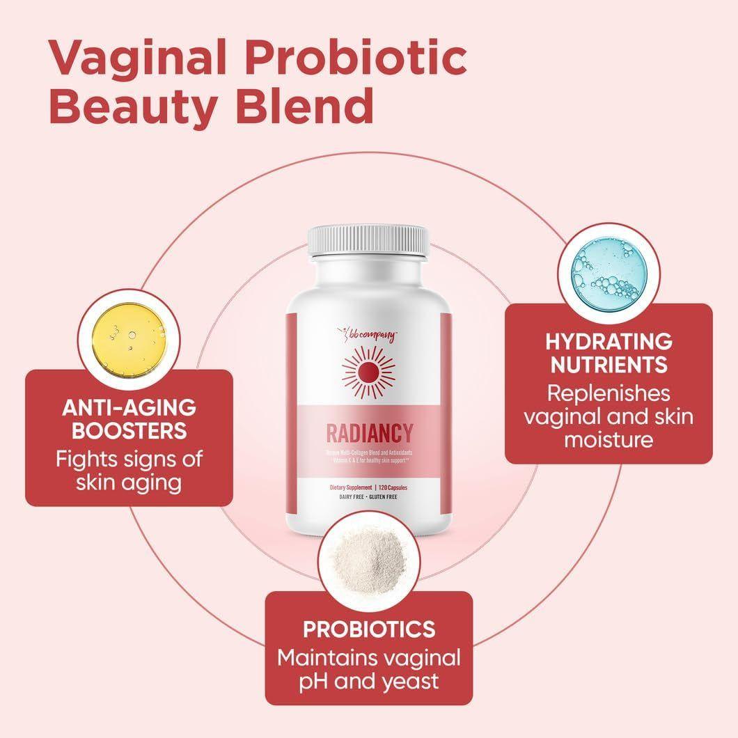 BB Company Radiancy - Cherry Flavor (120 Capsules) | Feminine Wellness, Vaginal Health & Collagen Support