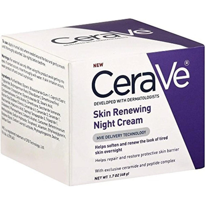 CeraVe Skin Renewing Night Cream | Overnight Hydration with Peptides & Hyaluronic Acid