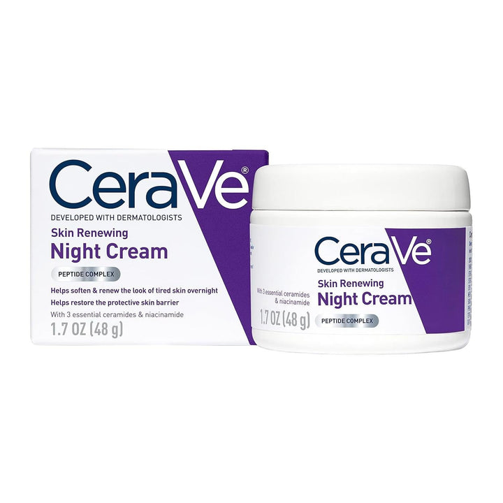 CeraVe Skin Renewing Night Cream | Overnight Hydration with Peptides & Hyaluronic Acid