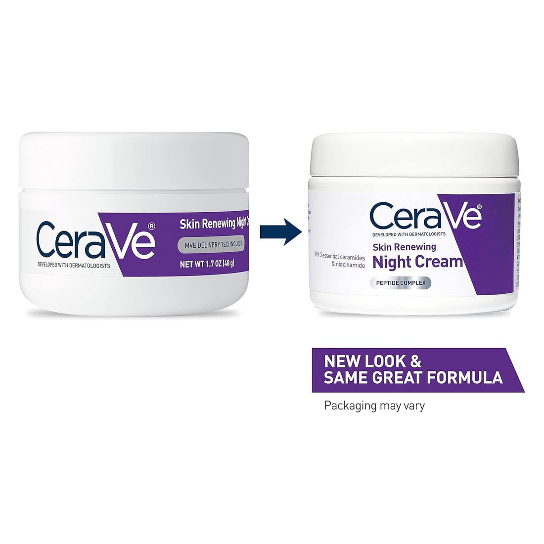 CeraVe Skin Renewing Night Cream | Overnight Hydration with Peptides & Hyaluronic Acid