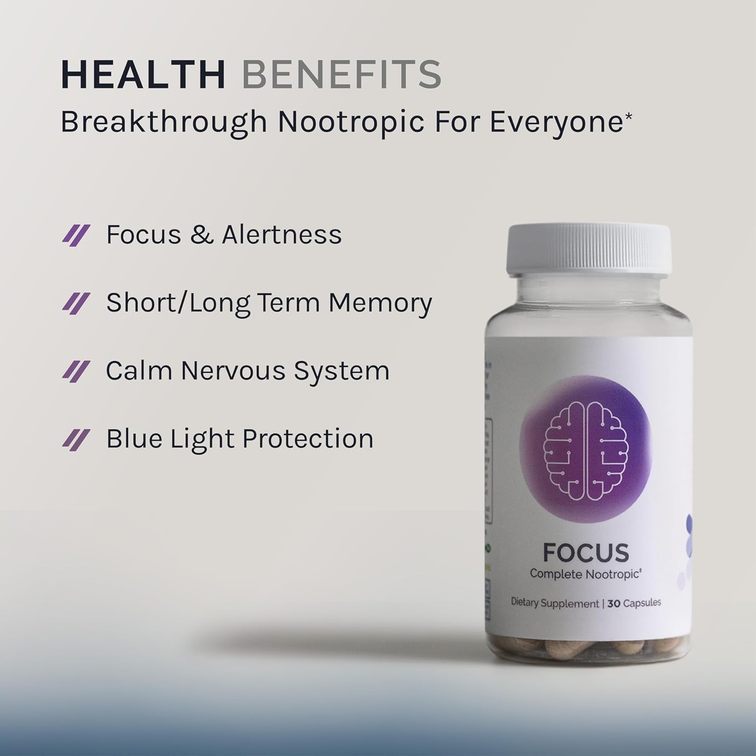 InfiniWell Focus Complete Nootropic 30 Capsules | Boost Memory, Mental Clarity & Eye Health