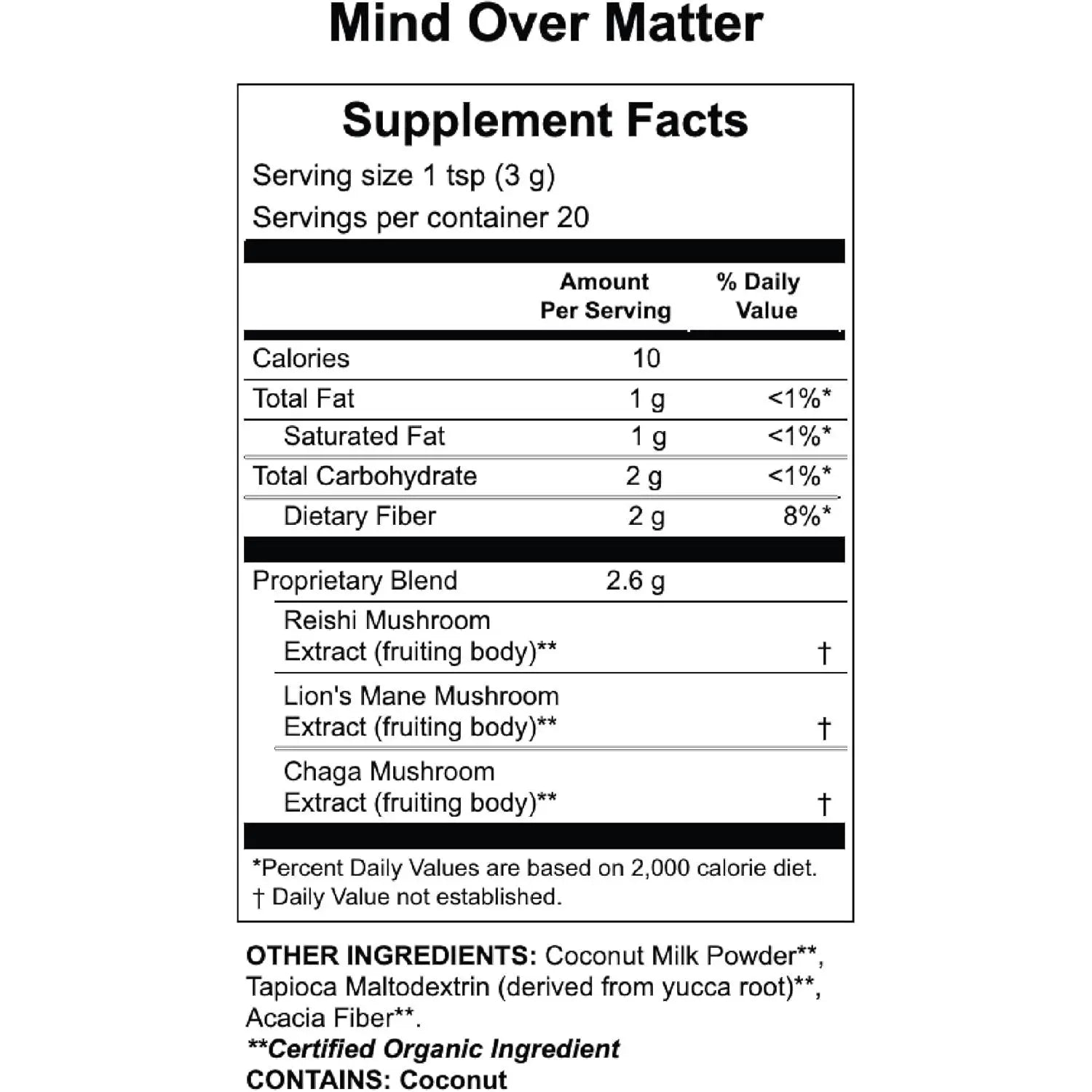 Apothékary Mind Over Matter Powdered Herbs – 60g (20 Servings) | Natural Brain-Boosting Mushroom Elixir for Focus & Clarity
