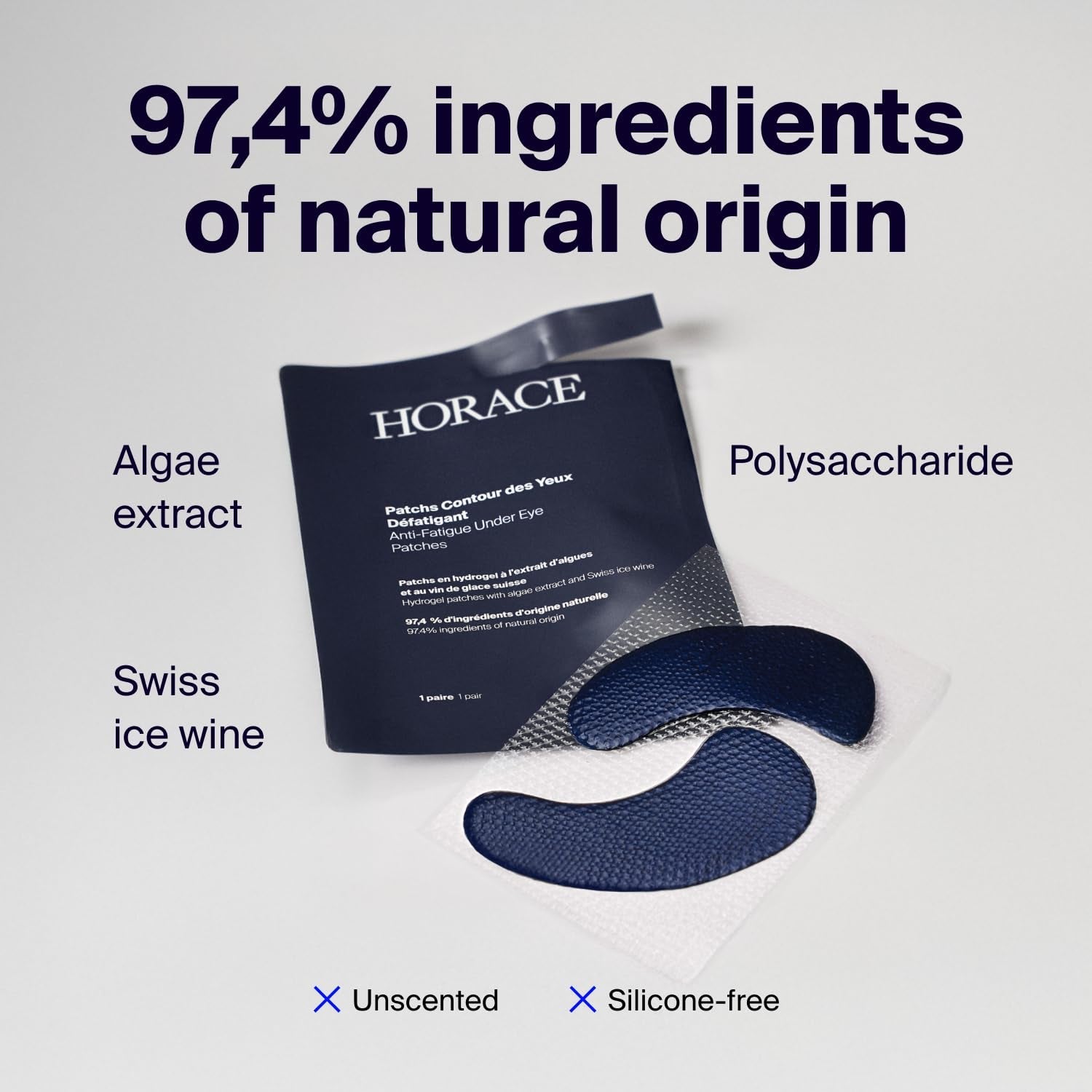 HORACE Anti-Fatigue Under Eye Patches 5 Pairs | Depuffing, Hydrating & Brightening Gel Masks for Tired Eyes