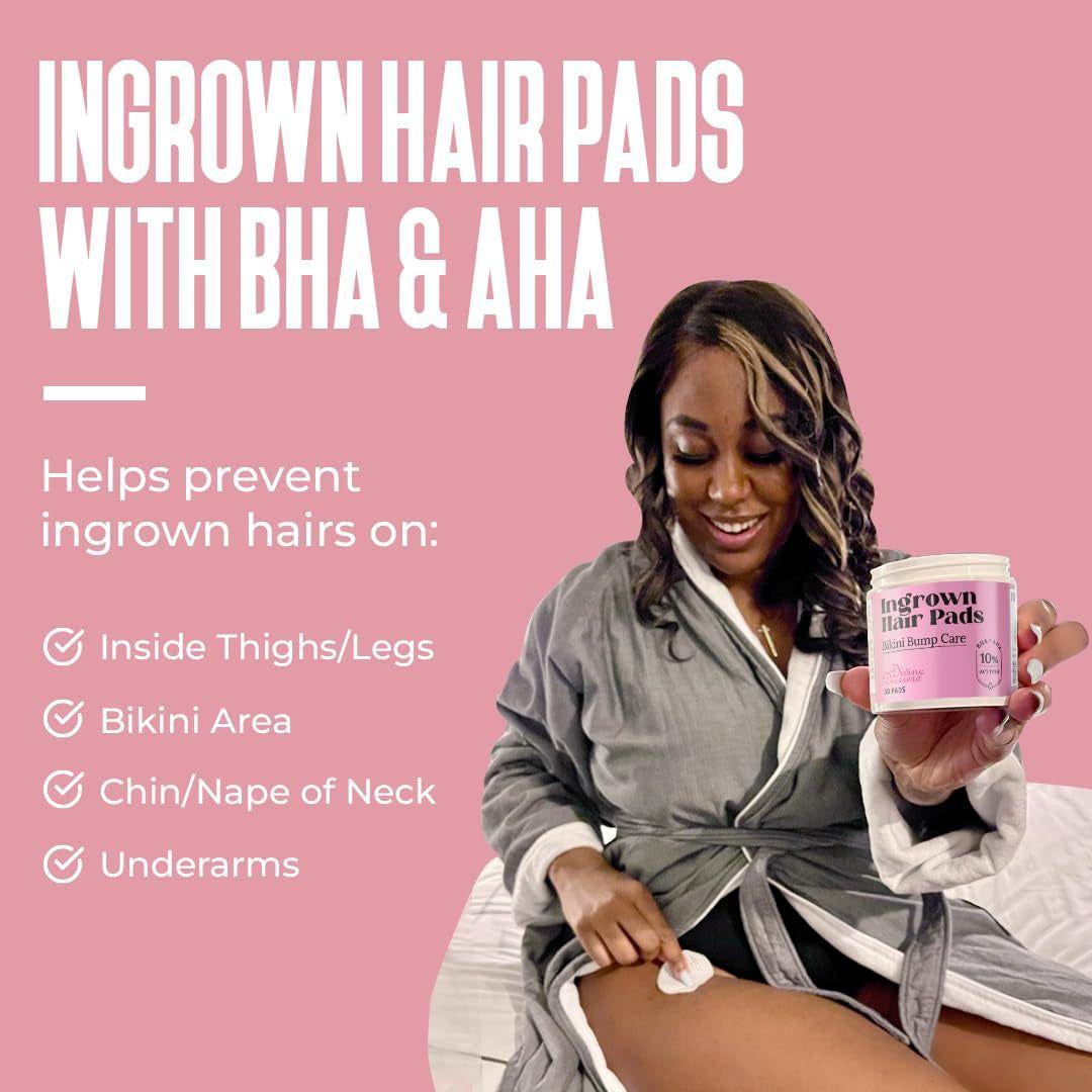 Divine Derriere Ingrown Hair Pads - 50 Pads | Exfoliating Razor Bump & Ingrown Hair Treatment
