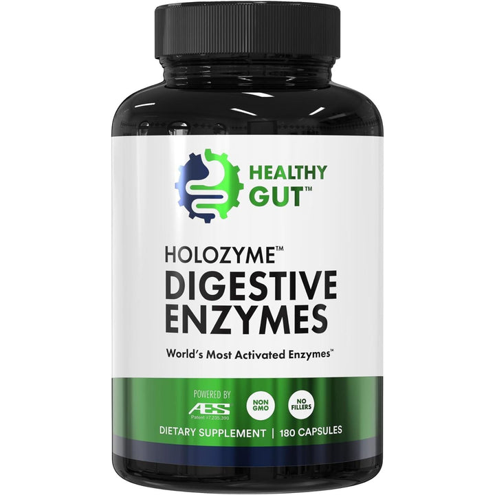 Healthy Gut HoloZyme Digestive Enzymes – 180 Capsules (90 Servings) | Clinically Proven Relief for Bloating, Gas & Gut Discomfort