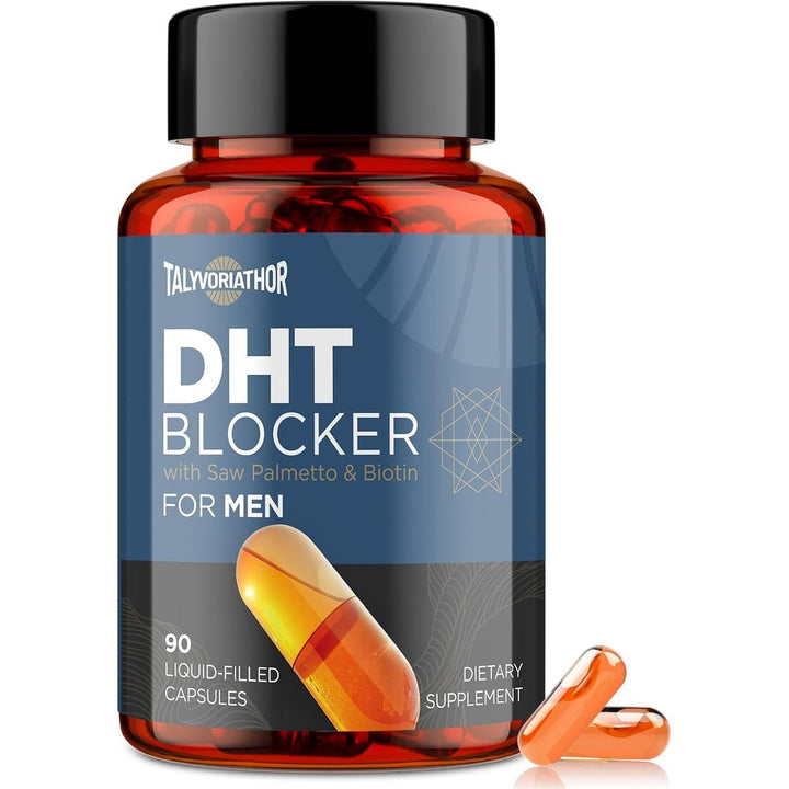Talyvoriathor DHT Blocker with Saw Palmetto & Biotin for Men 90 Capsules | Supports Hair Growth, Thicker Hair & Scalp Health