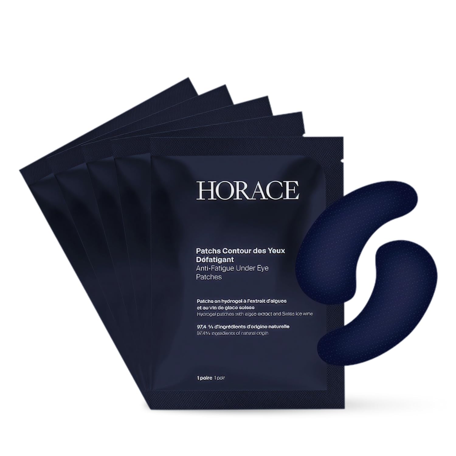 HORACE Anti-Fatigue Under Eye Patches 5 Pairs | Depuffing, Hydrating & Brightening Gel Masks for Tired Eyes