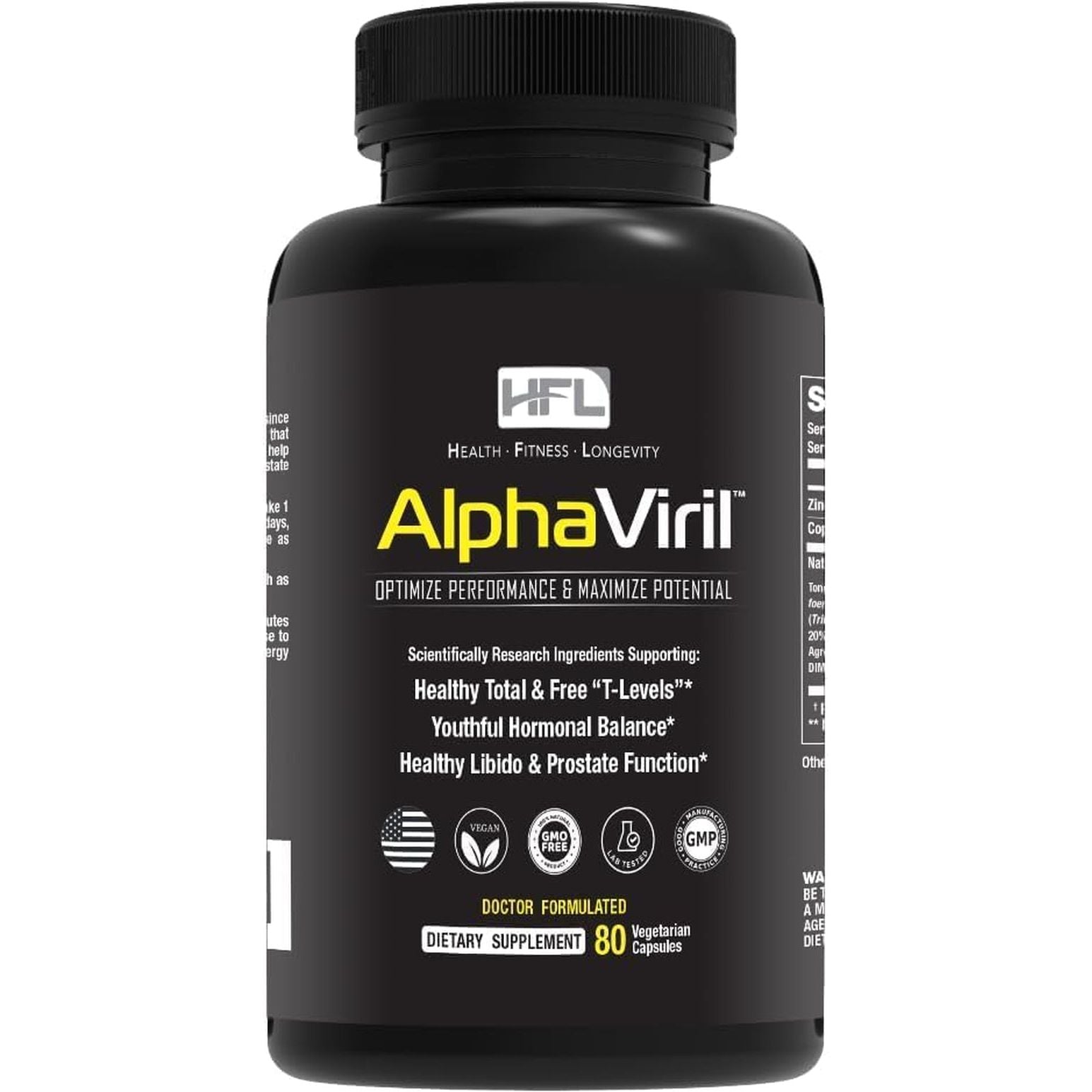 AlphaViril by Dr. Sam Robbins 80 Capsules | Natural Testosterone Booster for Energy, Libido & Muscle Strength