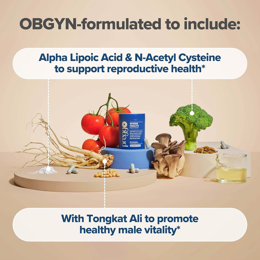 O Positiv Preggo Sperm Health Capsules for Men 60 Vegan Capsules The OBGYN-Formulated Fertility Boost for Optimal Sperm Health