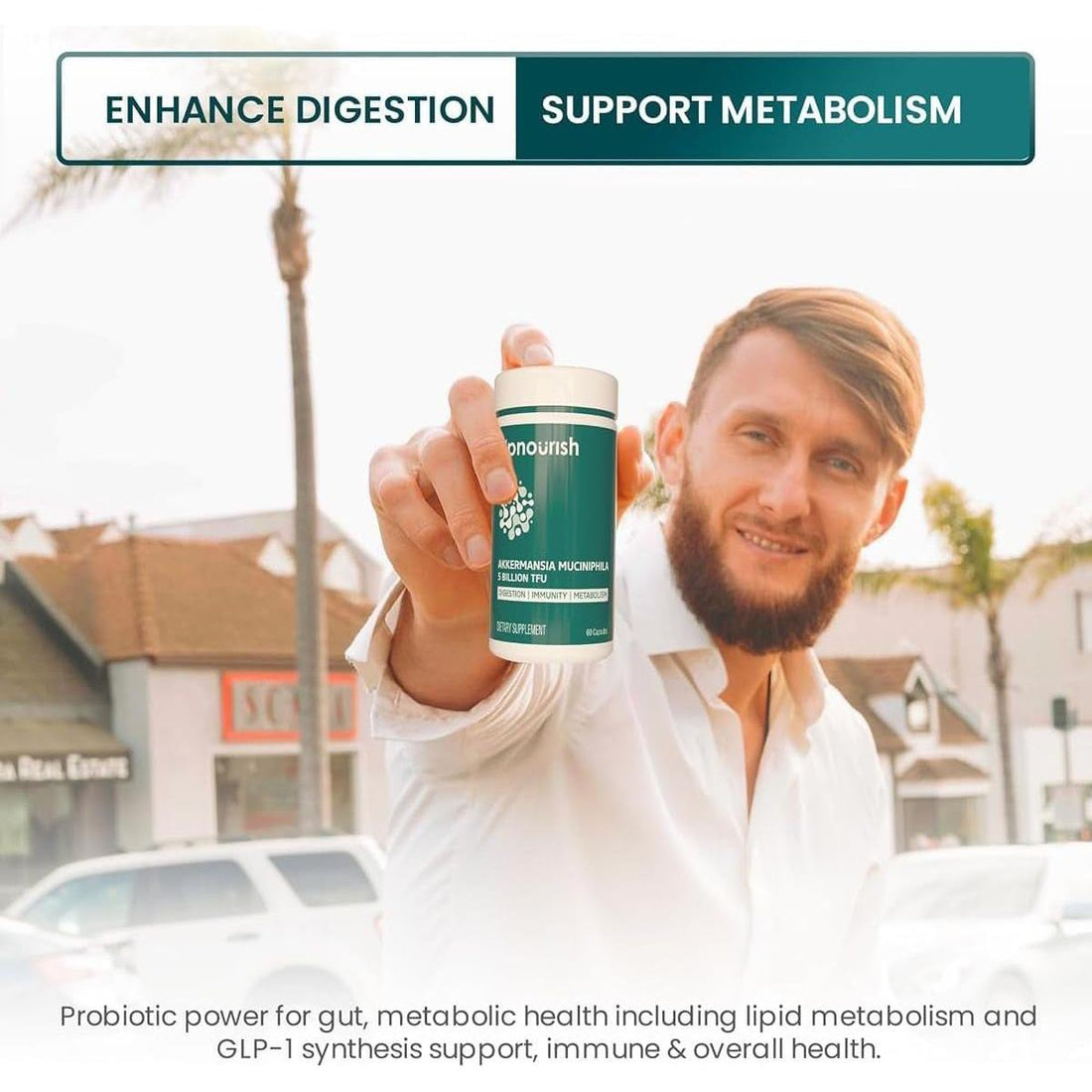 UpNourish Akkermansia Muciniphila - 60 Capsules | Advanced Gut Health & Metabolism Support