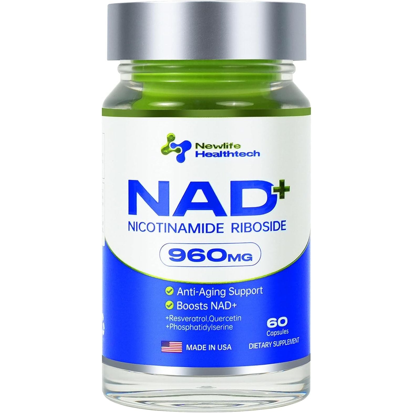 Newlife Healthtech NAD+ Supplement 60 Capsules | Advanced Cellular Energy & Anti-Aging Support ¨C 960mg per Serving