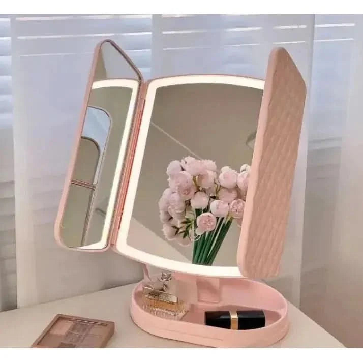 3-Fold LED Makeup Desk Lamp | USB Rechargeable & Adjustable Light Modes