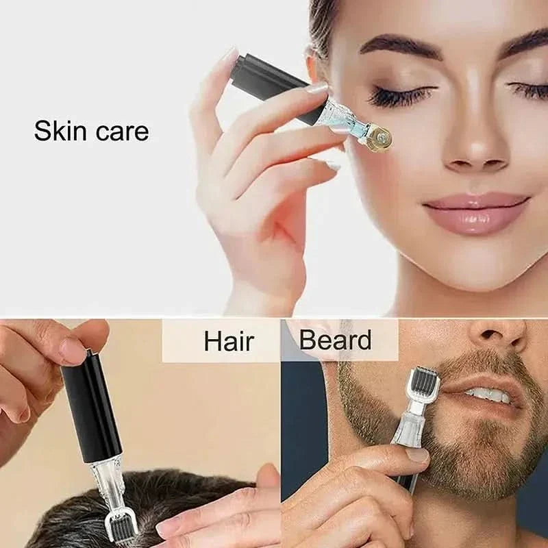 3-in-1 Lip & Beard Growth Roller with Serum - Microneedling Roller for Fuller Lips & Beard