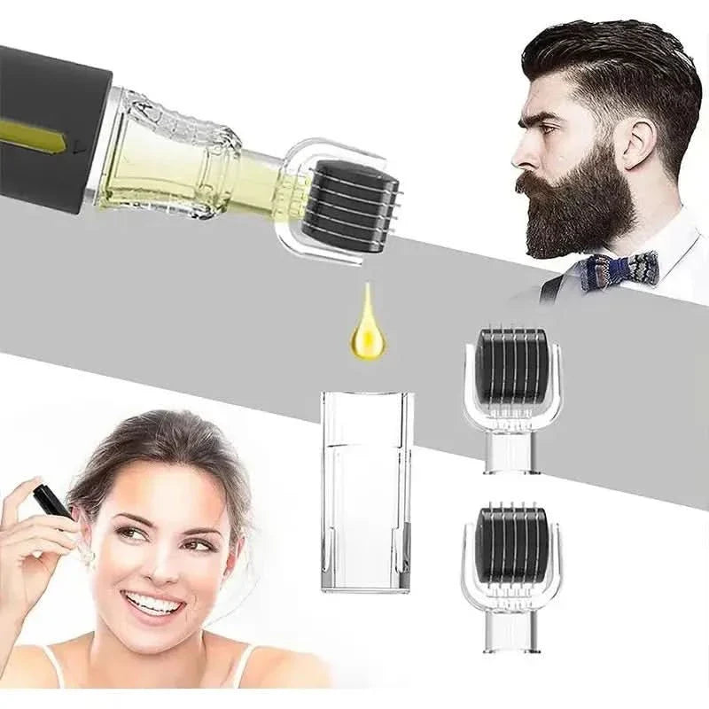 3-in-1 Lip & Beard Growth Roller with Serum - Microneedling Roller for Fuller Lips & Beard